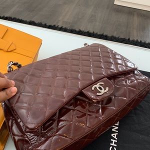 Large Chanel double flap bag with dust bag and code